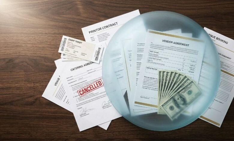 Event planning contracts and deposits protected by insurance policy coverage