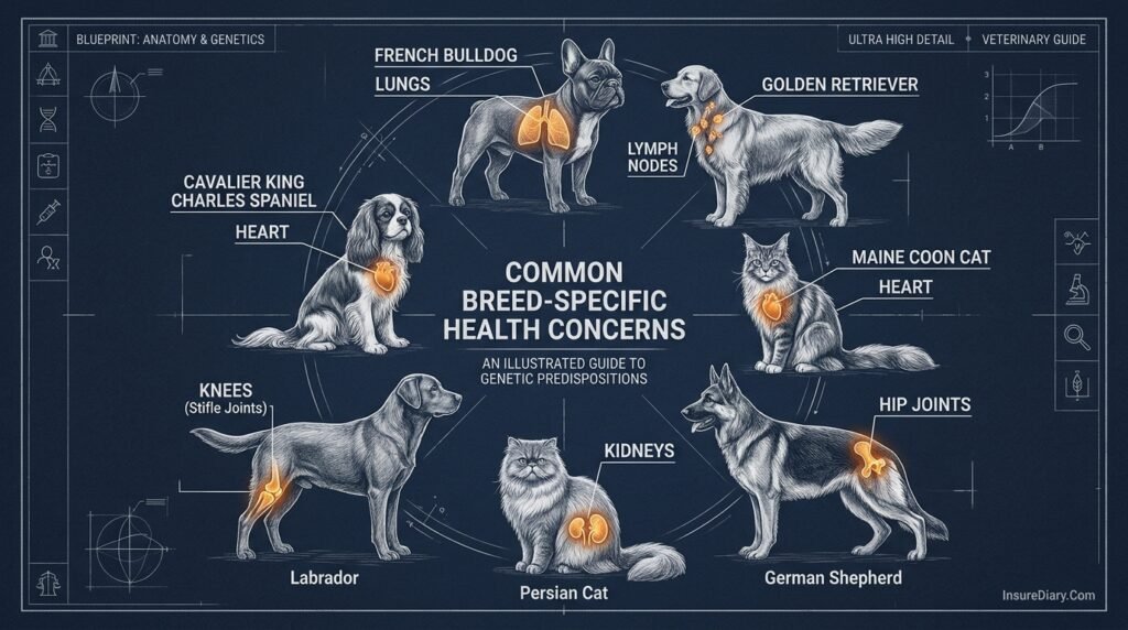Breed-specific health risk diagram for pet insurance decisions