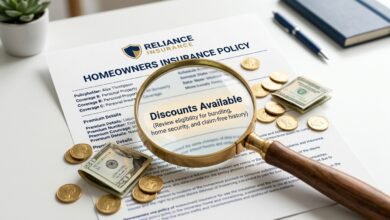 Magnifying glass over insurance policy revealing hidden discount opportunities