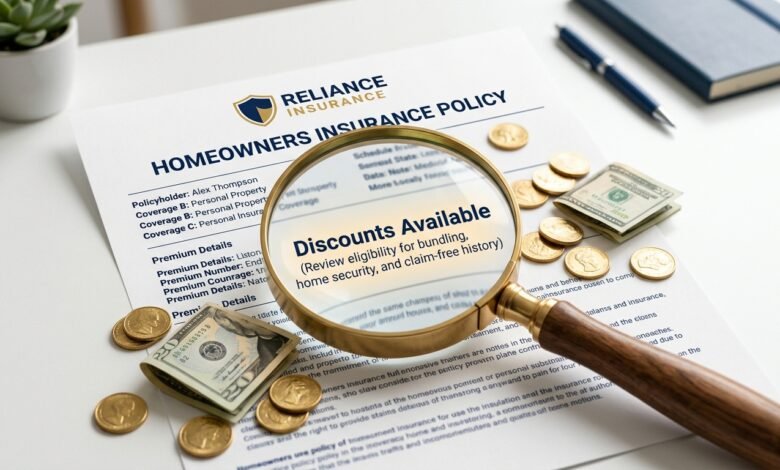 Magnifying glass over insurance policy revealing hidden discount opportunities