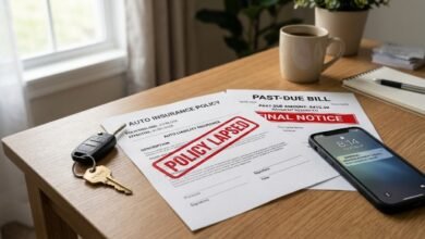 Insurance policy lapse consequences concept with warning notice