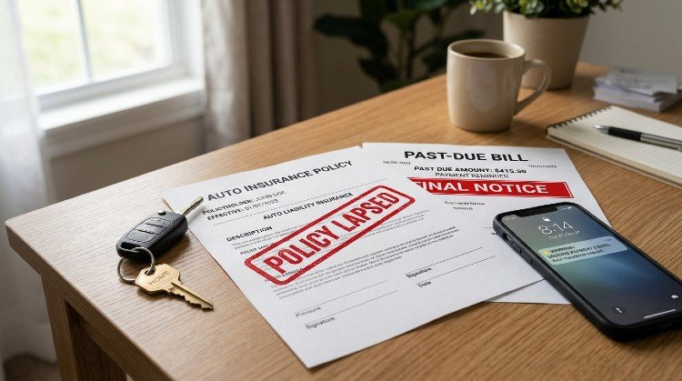 Insurance policy lapse consequences concept with warning notice