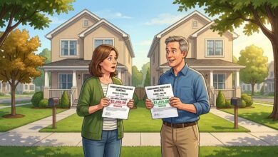 Two neighbors on same street holding different insurance premium bills
