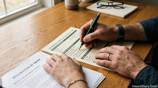 Adult reviewing life insurance trust options for minor children after divorce
