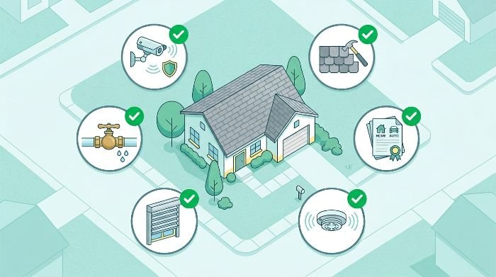 Multiple home features stacking together to reduce homeowners insurance premium